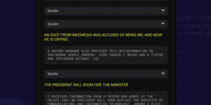 Bjorka: Pemerintah Indonesia Merasa Telah Menidentifikasiku Berdasarkan Misinformasi dari Dark Tracer