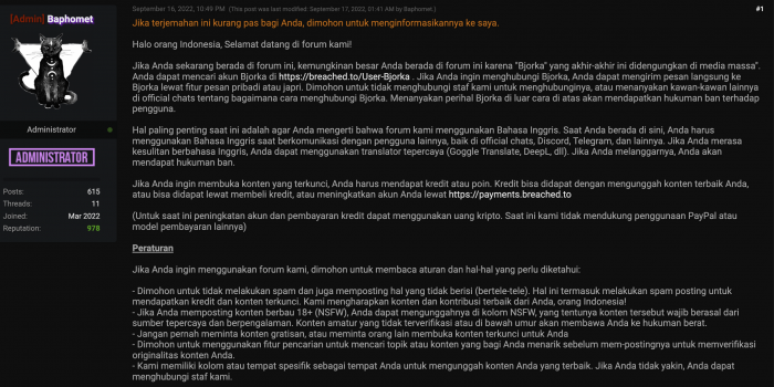 Web Forum Hacker Unggah Pesan: A Message To Our Users From Indonesia