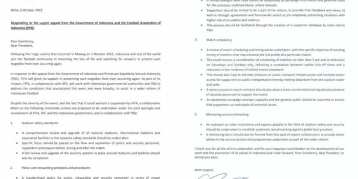 Ini Isi Surat FIFA ke Presiden Jokowi
