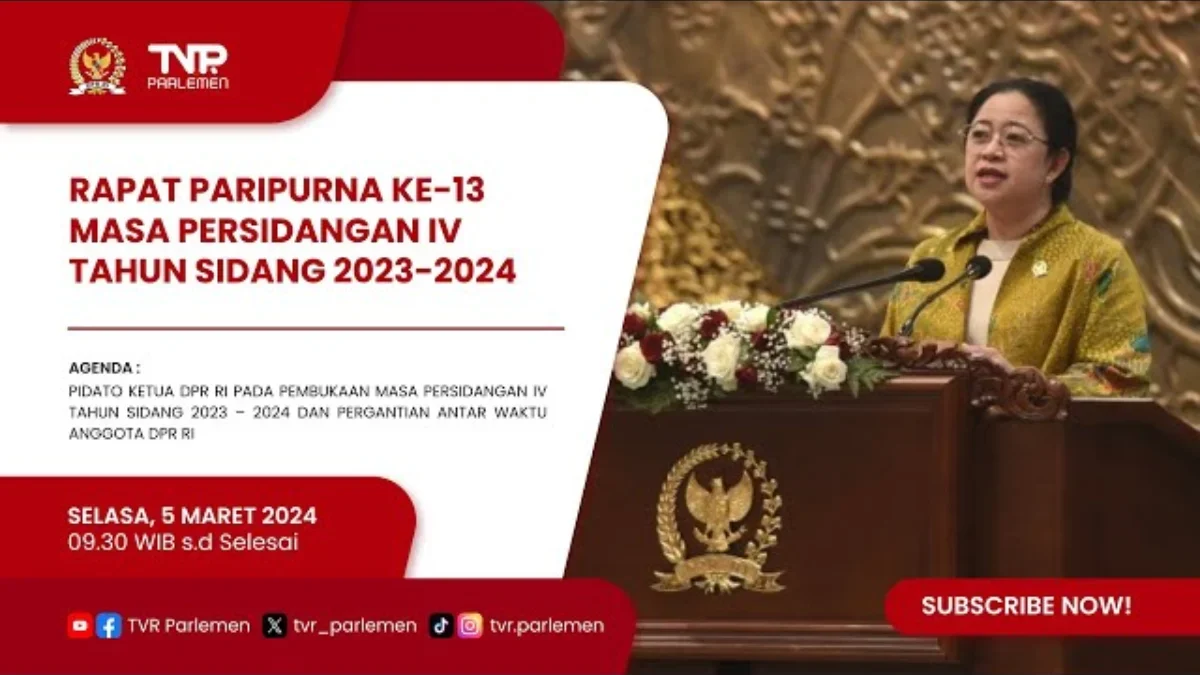 Rapat Paripurna DPR RI Ke-13 Masa Persidangan IV Tahun Sidang 2023-2024: 164 Anggota Hadir dari 575 Anggota DPR