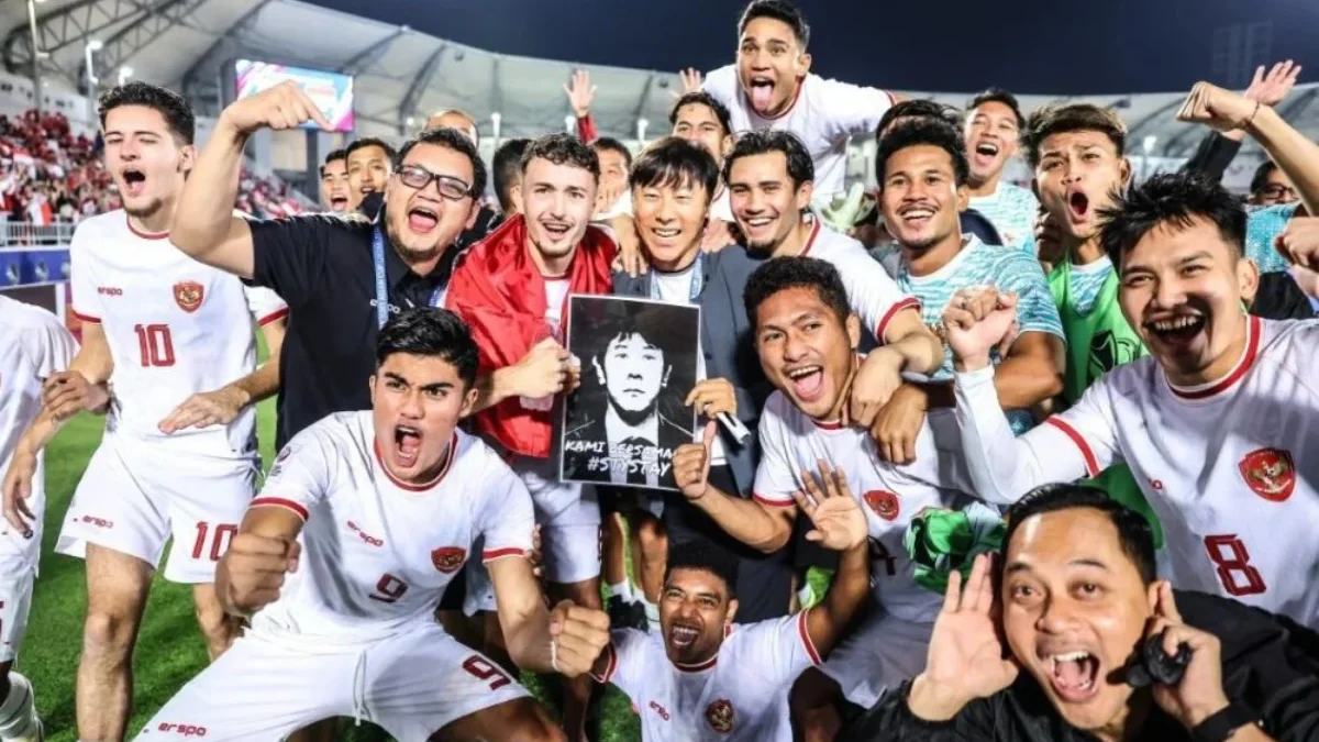 Timnas U-23 merayakan keberhasilan ke semifinal piala Asia U-23 usai kalahkan Korea Selatan. Foto: AFC