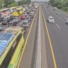 Kondisi lalu lintas di Km 58 Tol Japek (Tangkapan layar aplikasi Travoy)