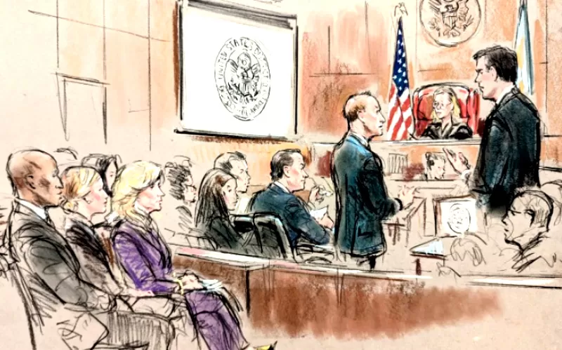 Sketsa dari pengadilan menunjukkan suasana di dalam ruang sidang tempat persidangan Hunter Biden berlangsung (