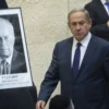 Perdana Menteri Benjamin Netanyahu terlihat pada upacara peringatan 21 tahun sejak pembunuhan mantan Perdana M