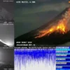 awan panas dan guguran lava Gunung Merapi teramati pada Sabtu (20/7/2024) malam. - ist BPPTKG
